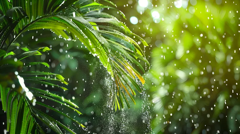大雨下的植物被雨滴敲打摄影图(4368x2448)