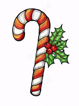 圣诞糖果拐杖糖卡通插画免抠