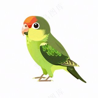 绿色鹦鹉鸟动物卡通插画免抠