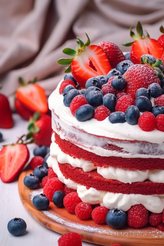 生日蛋糕草莓水果蛋糕奶油节日甜点摄影图