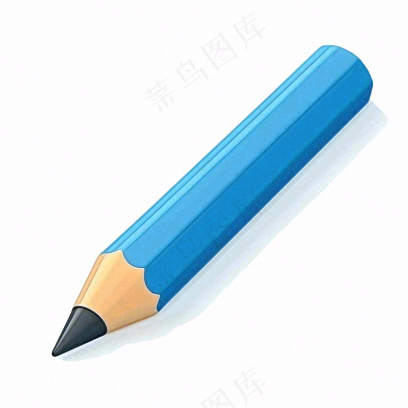 铅笔蓝色学习工具卡通插画免抠(1024x1024)