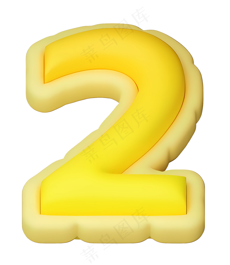 膨胀描边数字2_黄色
