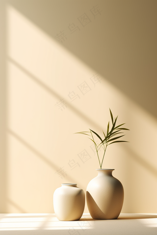 家居装饰花瓶竹子竹叶淡雅摄影图