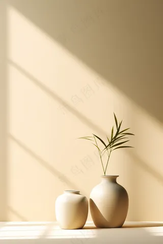 家居装饰花瓶竹子竹叶淡雅摄影图