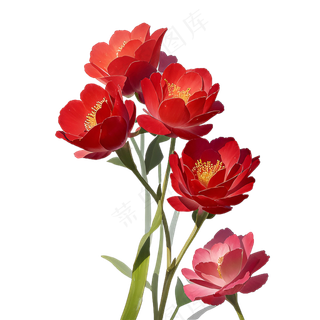 红色海棠花写实手绘练习作品28