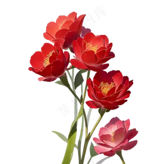 红色海棠花写实手绘练习作品28