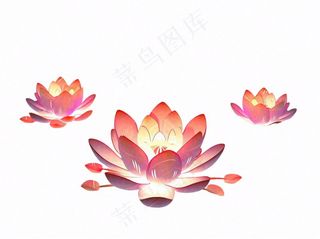 莲花灯睡莲祈福中元节寒衣节插画免抠