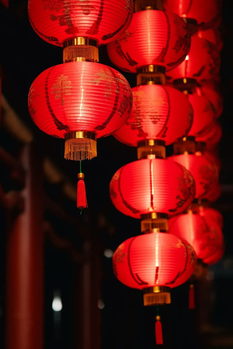 红灯笼春节节日庆祝张灯结彩喜庆摄影图(2688x4032)