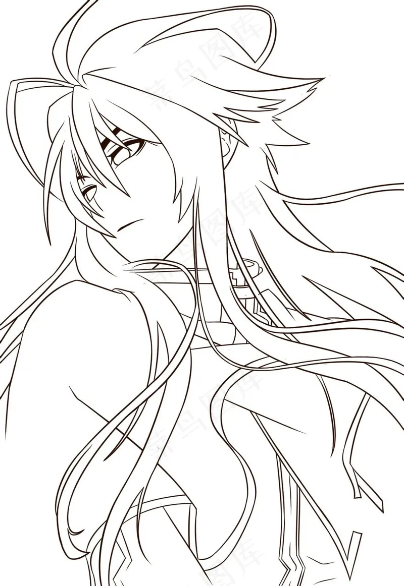 古风线稿丨PPT插画丨手绘线稿丨国风美女026ai矢量模版下载