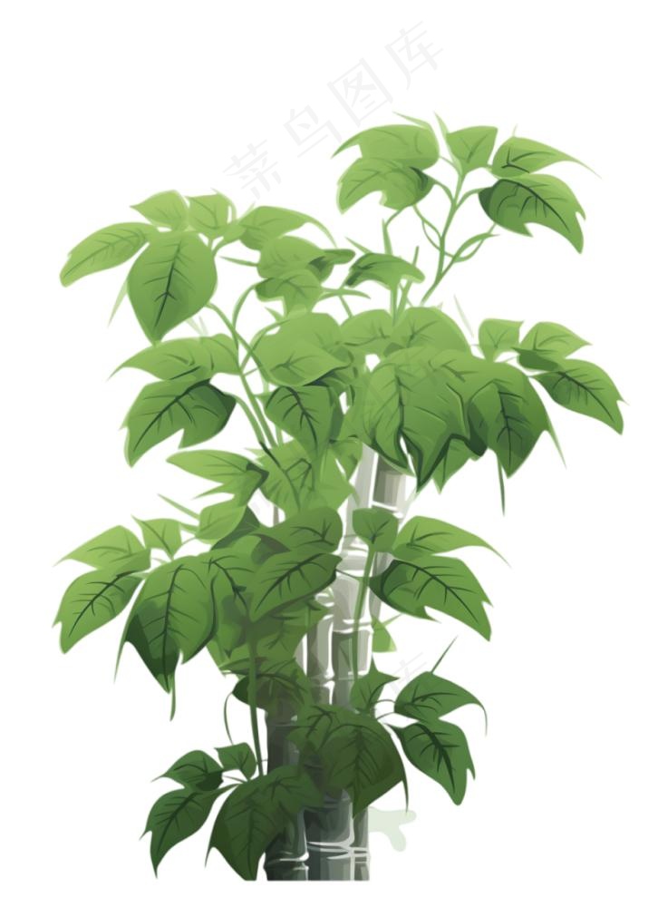 古迹上长满了藤蔓植物卡通插画免抠