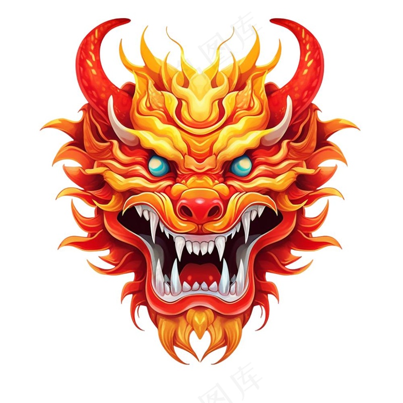龙龙头红色新年龙年卡通插画免抠(1024x1024)