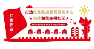 红矢量色物业形象墙