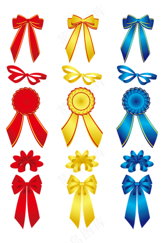 彩色蝴蝶结装饰元素矢量免扣AI素材