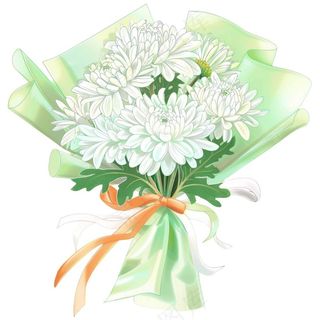 菊花花束白菊清明节祭奠祭祖卡通插画免抠