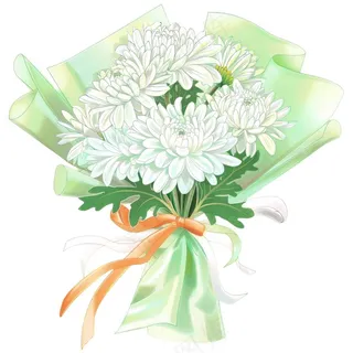 菊花花束白菊清明节祭奠祭祖卡通插画免抠