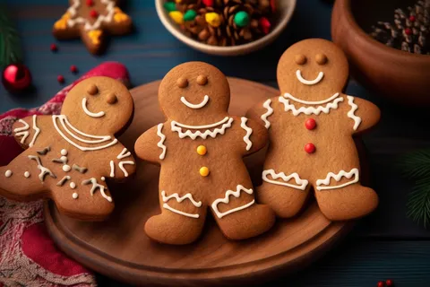 姜饼人饼干圣诞节日摄影图 