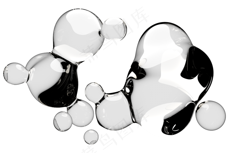 高清日系极简逼真透明水滴液体气泡水珠空气感png免扣素材 (