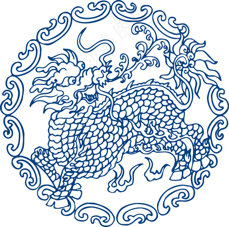 古代青花瓷图案花纹中国风图案祥云纹理传统图腾PNG免扣素材