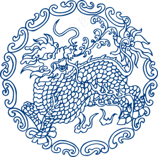 古代青花瓷图案花纹中国风图案祥云纹理传统图腾PNG免扣素材