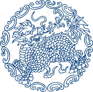 古代青花瓷图案花纹中国风图案祥云纹理传统图腾PNG免扣素材