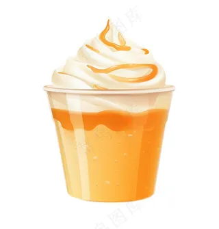 冰淇淋奶茶奶油饮料手绘卡通插画免抠