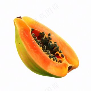 木瓜水果热带插画免抠
