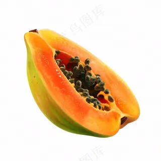 木瓜水果热带插画免抠