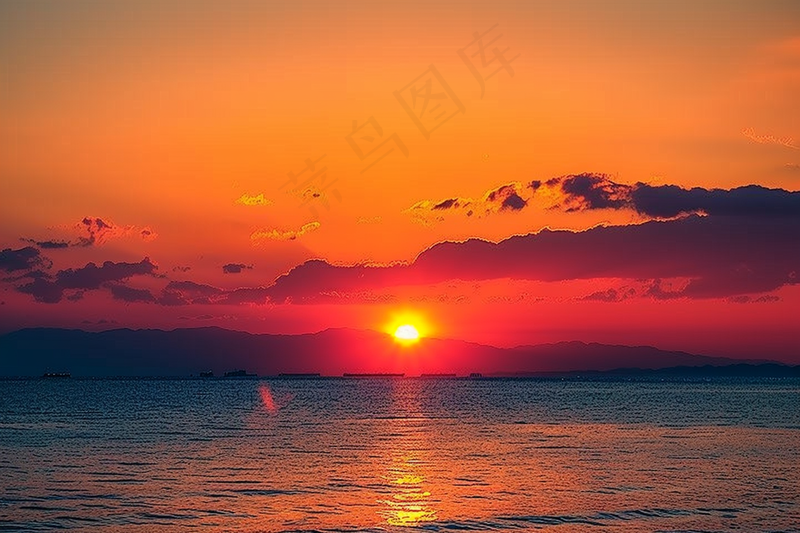 夏日落日海报沙滩晚霞摄影图(4032x2688)