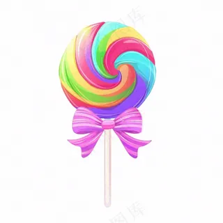 彩虹棒棒糖甜蜜卡通插画免抠