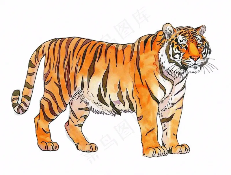 老虎丛林之王动物卡通插画免抠(1264x960)