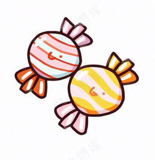 糖果甜彩色卡通插画免抠
