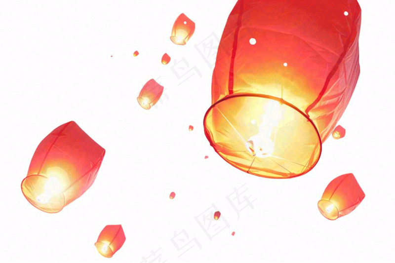 孔明灯祈福放灯中国习俗免抠(1344x896)