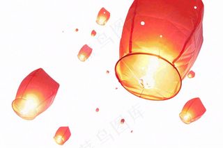 孔明灯祈福放灯中国习俗免抠