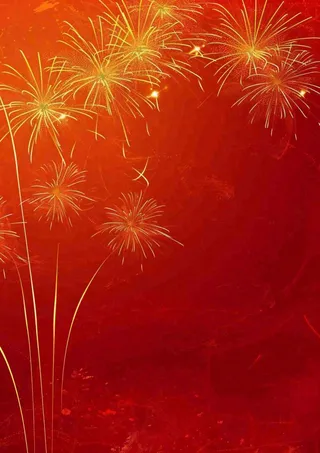 节日红色烟花背景新年春节除夕小年国庆插画背景
