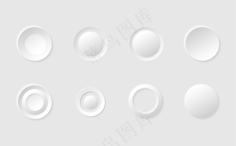 白色立体按钮ai矢量模版下载
