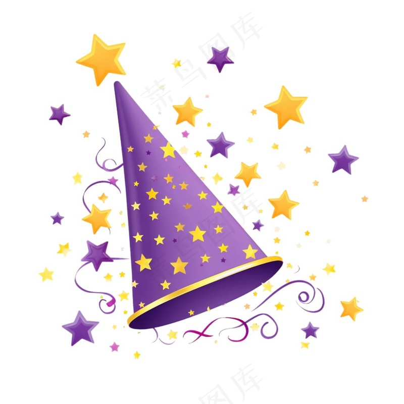 礼花彩带紫色节日庆祝创意可爱卡通插画免抠