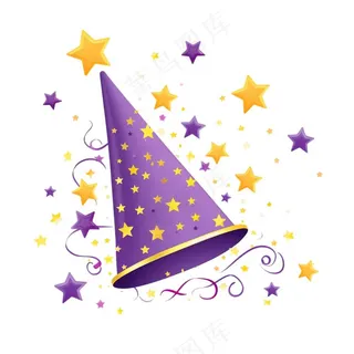 礼花彩带紫色节日庆祝创意可爱卡通插画免抠