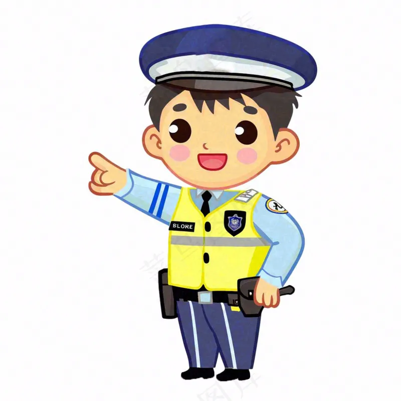 交警警察交通指挥劳动人物卡通插画免抠(1024x1024)