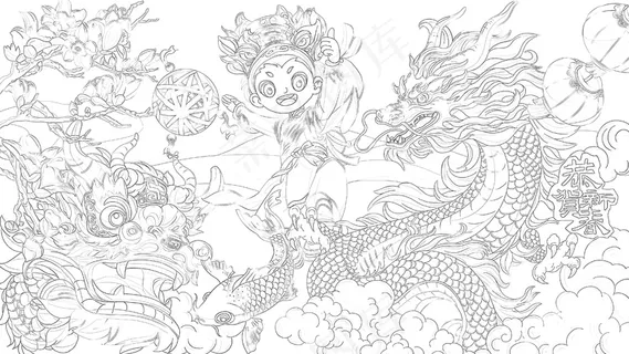 新年舞龙儿童画图片素材 (60) 新年舞龙儿童画图片素材 (60)