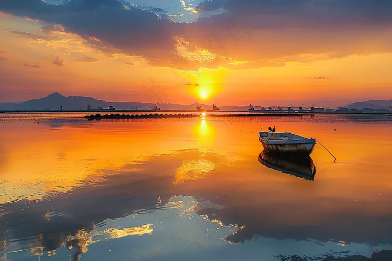 落日海洋沙滩夕阳晚霞摄影图 (4032x2688)