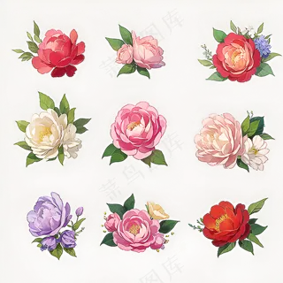 红色黄色粉色玫瑰花免抠素材207