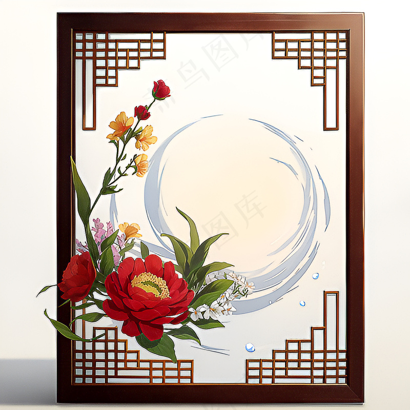 红色AI生成中国风框架素材18