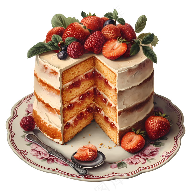 免抠美味的草莓蛋糕