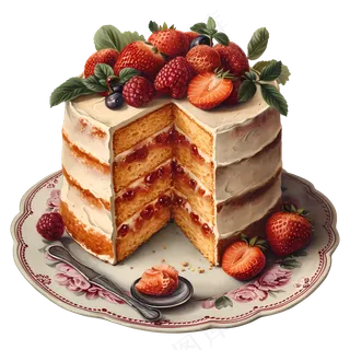 免抠美味的草莓蛋糕