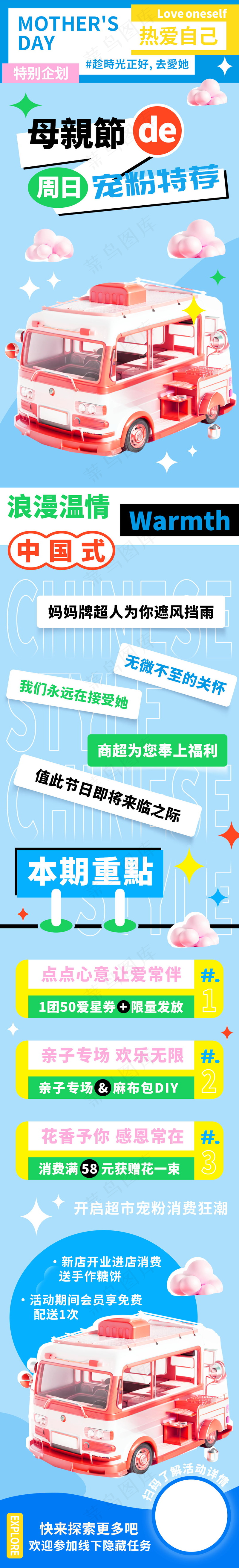 母亲节周日宠粉特荐促销长图psd模版下载