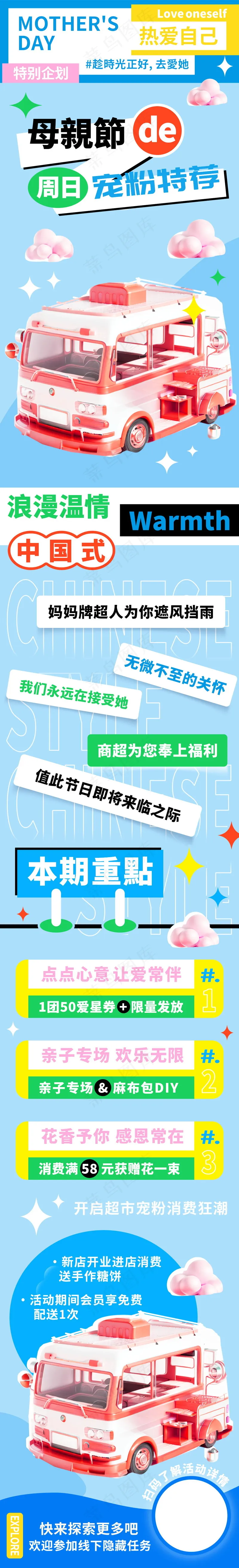母亲节周日宠粉特荐促销长图psd模版下载