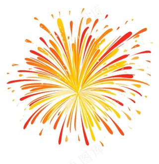 烟花绽放的烟花爆竹新年节日卡通插画免抠