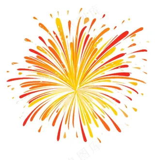 烟花绽放的烟花爆竹新年节日卡通插画免抠