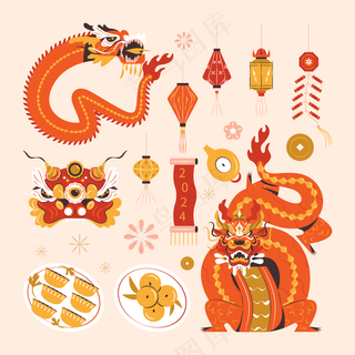 新年元素矢量免扣AI素材