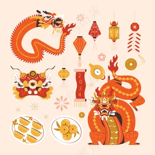 新年元素矢量免扣AI素材